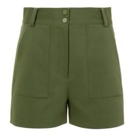 Tibi High Rise Olive Urban Stretch Cargo Shorts in Size 2 - Picture 1 of 10
